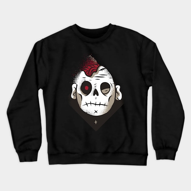 Dark zombie shows brain Crewneck Sweatshirt by rueckemashirt